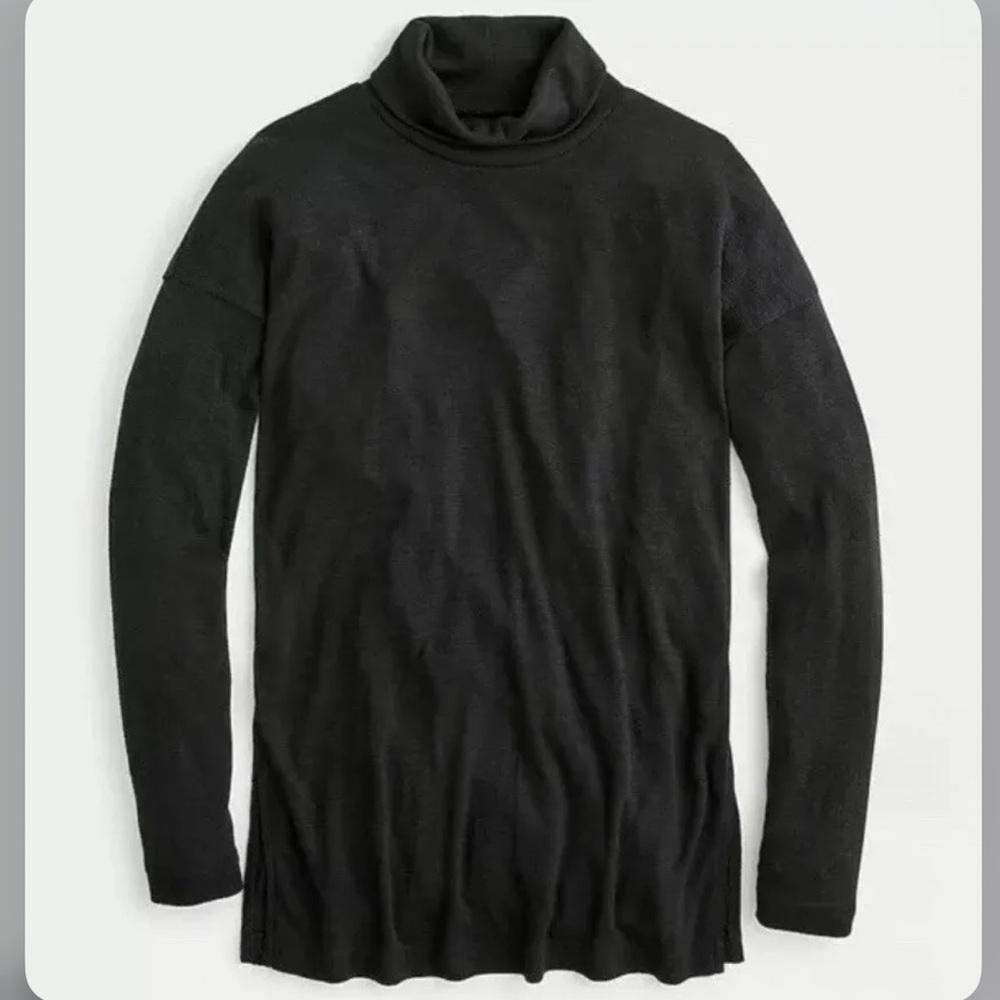 J crew turtleneck tunic space dyed jersey black